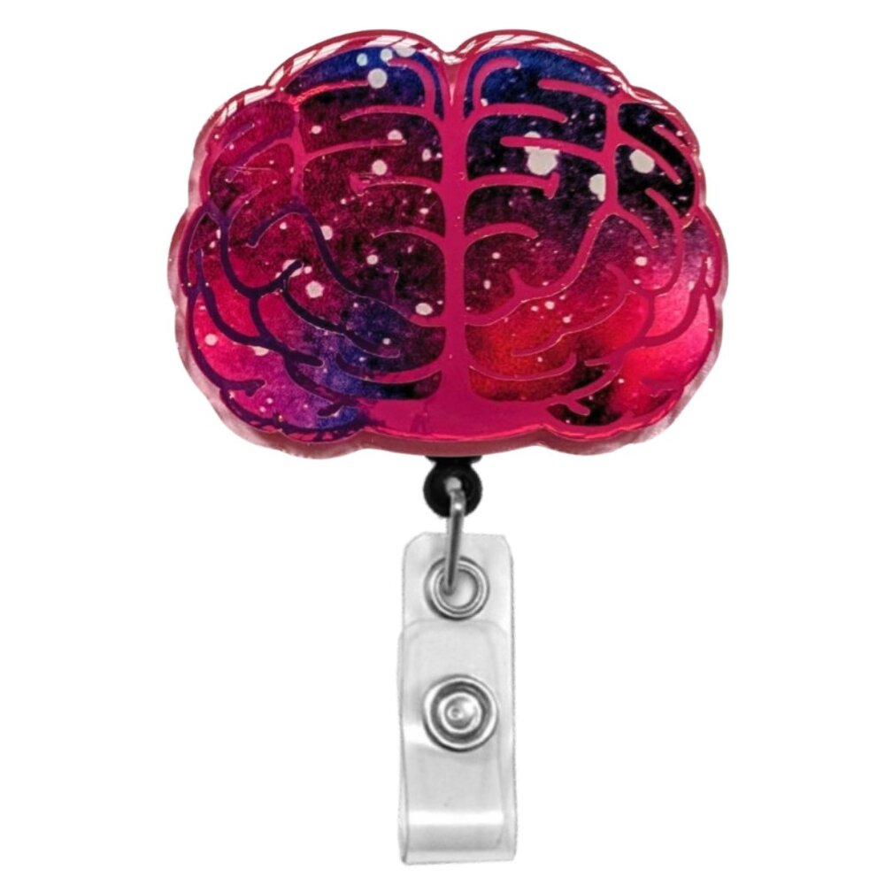 Brain Badge Reel | Handmade ID Holder Nurse Teacher  Student Therapist Gift NWT